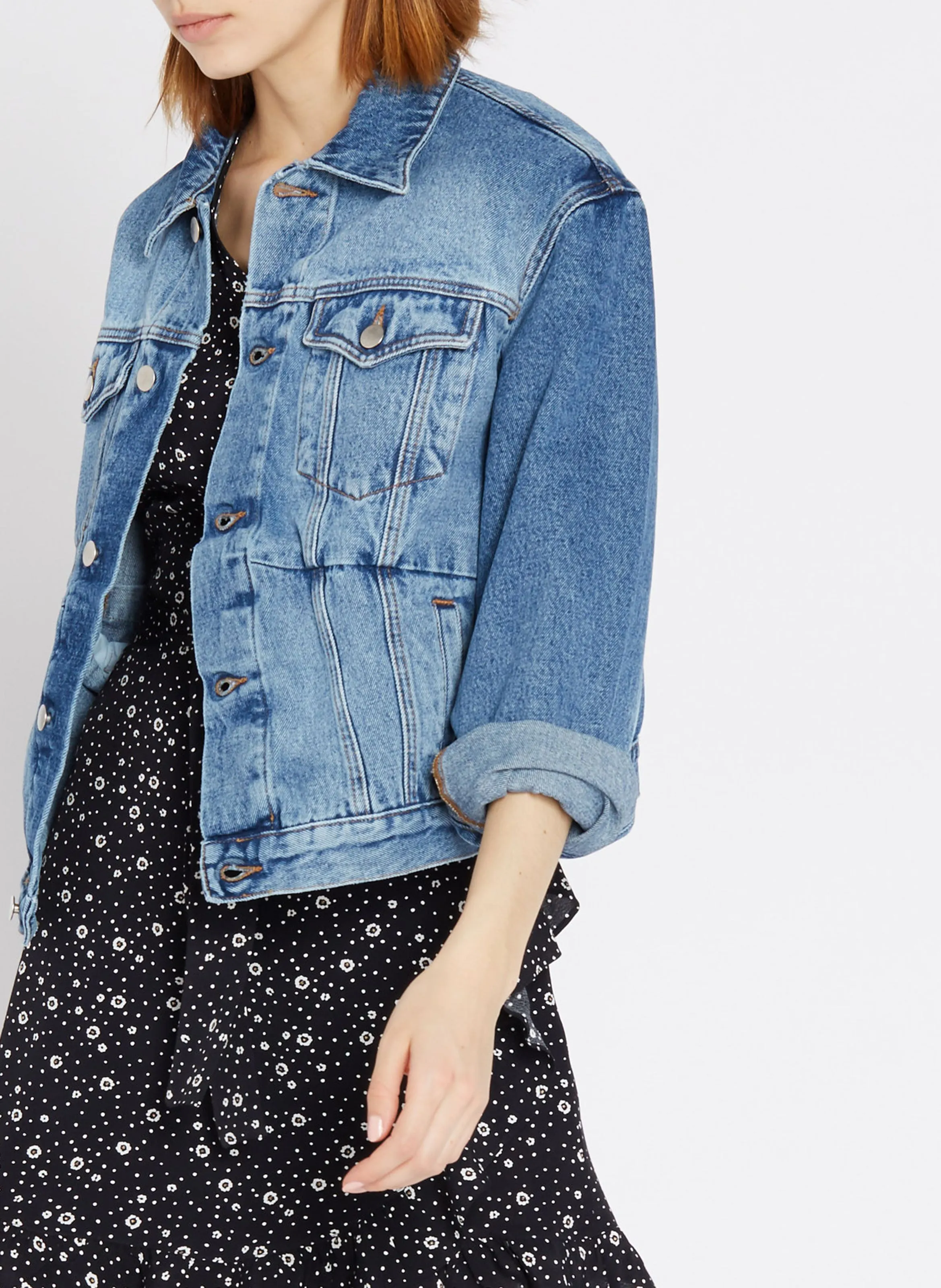 ACQUAVERDE TERENCE Denim Jacket with Classic Collar in Blue