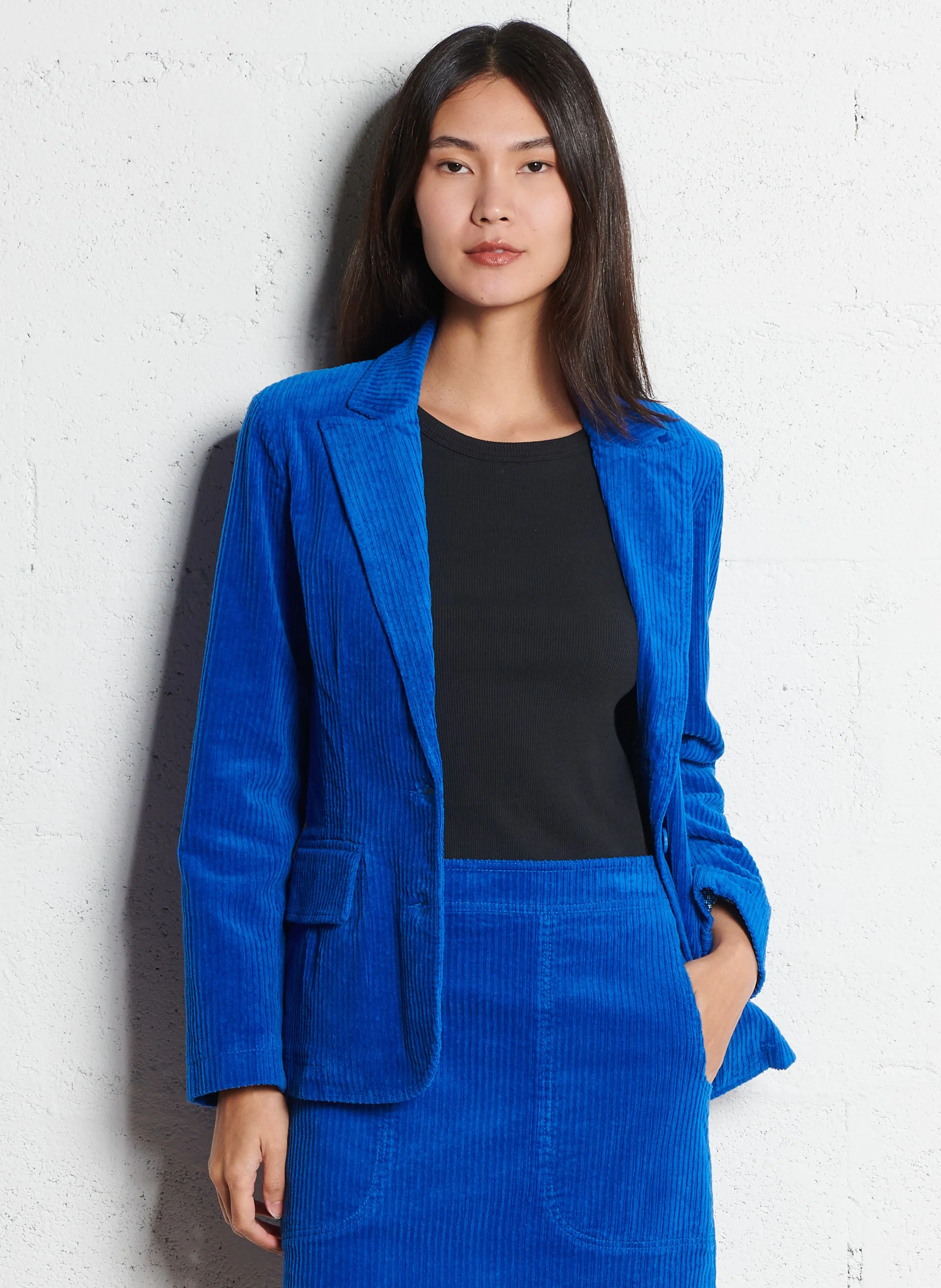 BENSIMON MIGY Straight-Cut Corduroy Jacket in Blue