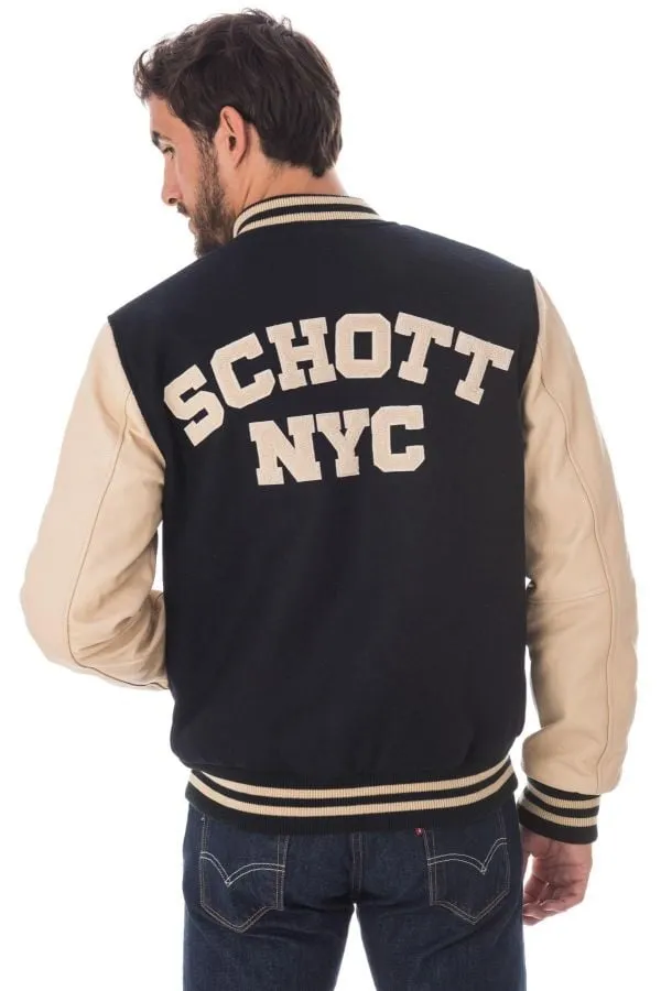Schott Lc8705 Marine/Beige Men's Jacket