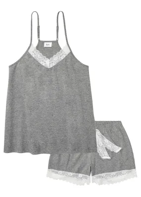 Short grey heather-white strappy pajama