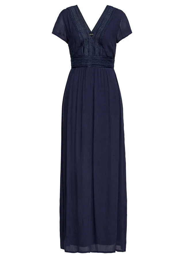 Dark Blue Summery Long Lace Dress